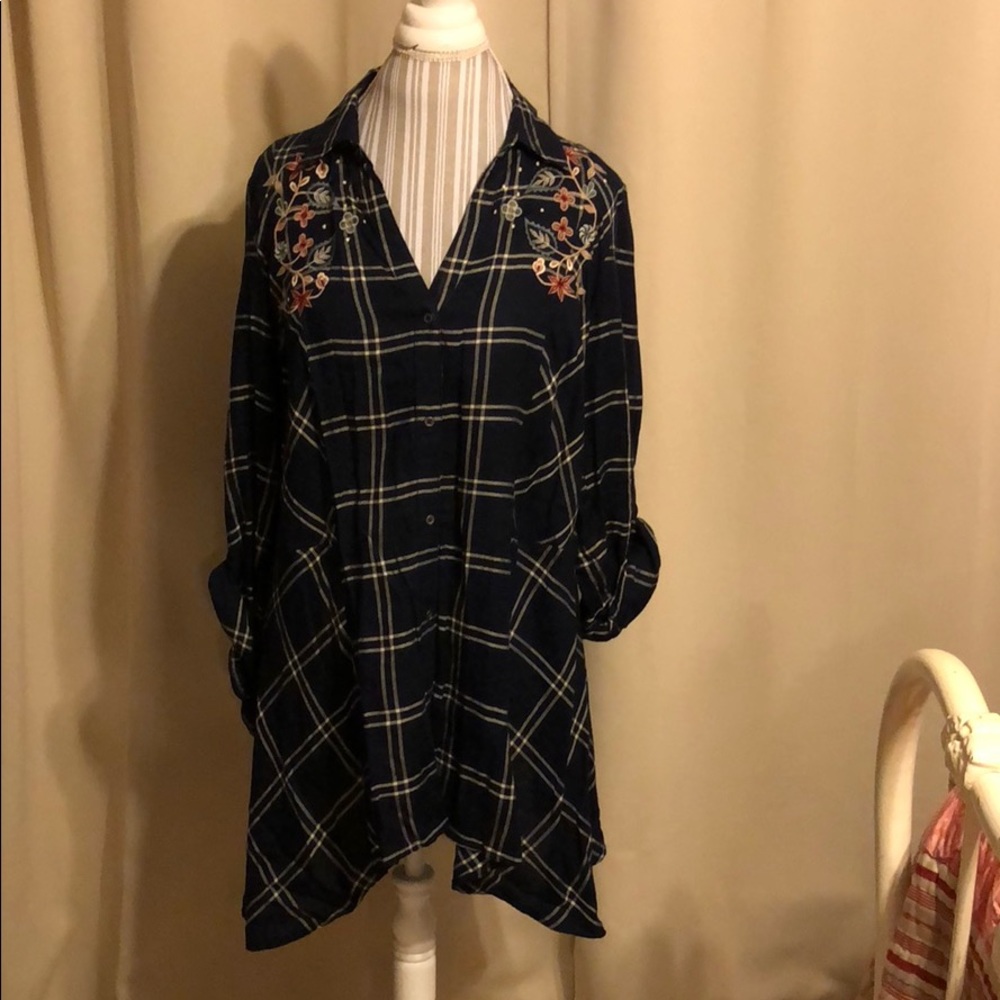 Navy Embroidered Tunic